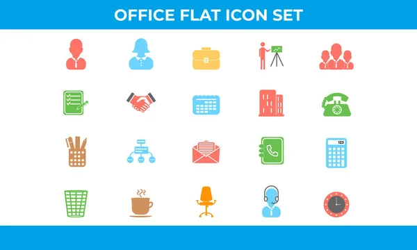 Business and Office Flat Icons Vector Collections.Set of 20 office icons great for presentations, web design, web apps, mobile applications or any type of design projects.