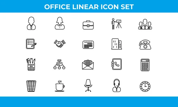 Business and Office Linear Icons Vector Collections.Set of 20 office icons great for presentations, web design, web apps, mobile applications or any type of design projects.