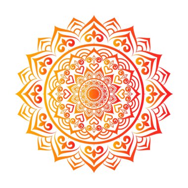 Karalama stili üzerine renkli Mandala Illustration, Vector elle çizilmiş kalplerle karalama mandala, basım için parlak renkler mandala tasarımı, poster, kapak, broşür, el ilanı, kitap kapağı.