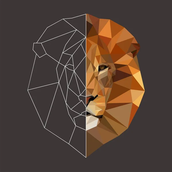 Cabeça Leão Poligonal Leão Baixo Animal Poli Leão Geométrico Leão Vetores De Bancos De Imagens Sem Royalties