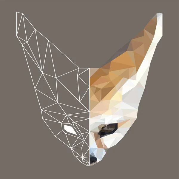 Polygonal Fox Head Fennec Low Poly Animal Geometric Fox Linear — Stock Vector