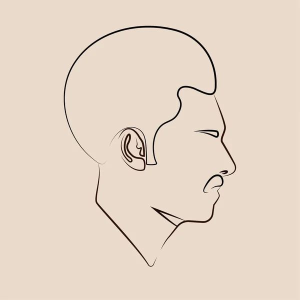 Portret Sylwetka Męskiej Głowy Czarny Człowiek Płaska Ilustracja Twarzy Główna — Wektor stockowy