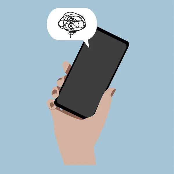 Illustration Colorée Main Masculine Avec Smartphone Bulle Vocale Message Erreur — Image vectorielle
