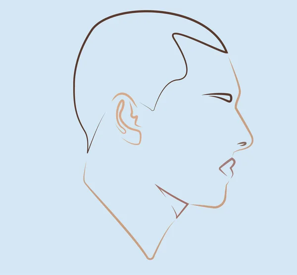 Silhouette Male Head Portrait Flat Illustration Face Head Icon Male — Stock Vector