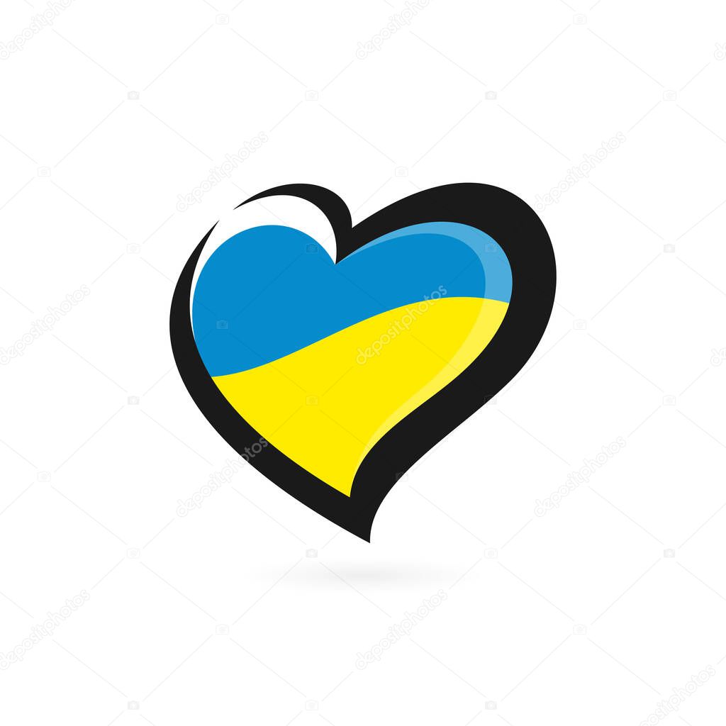 ukraine in heart sign, love ukraine shapes