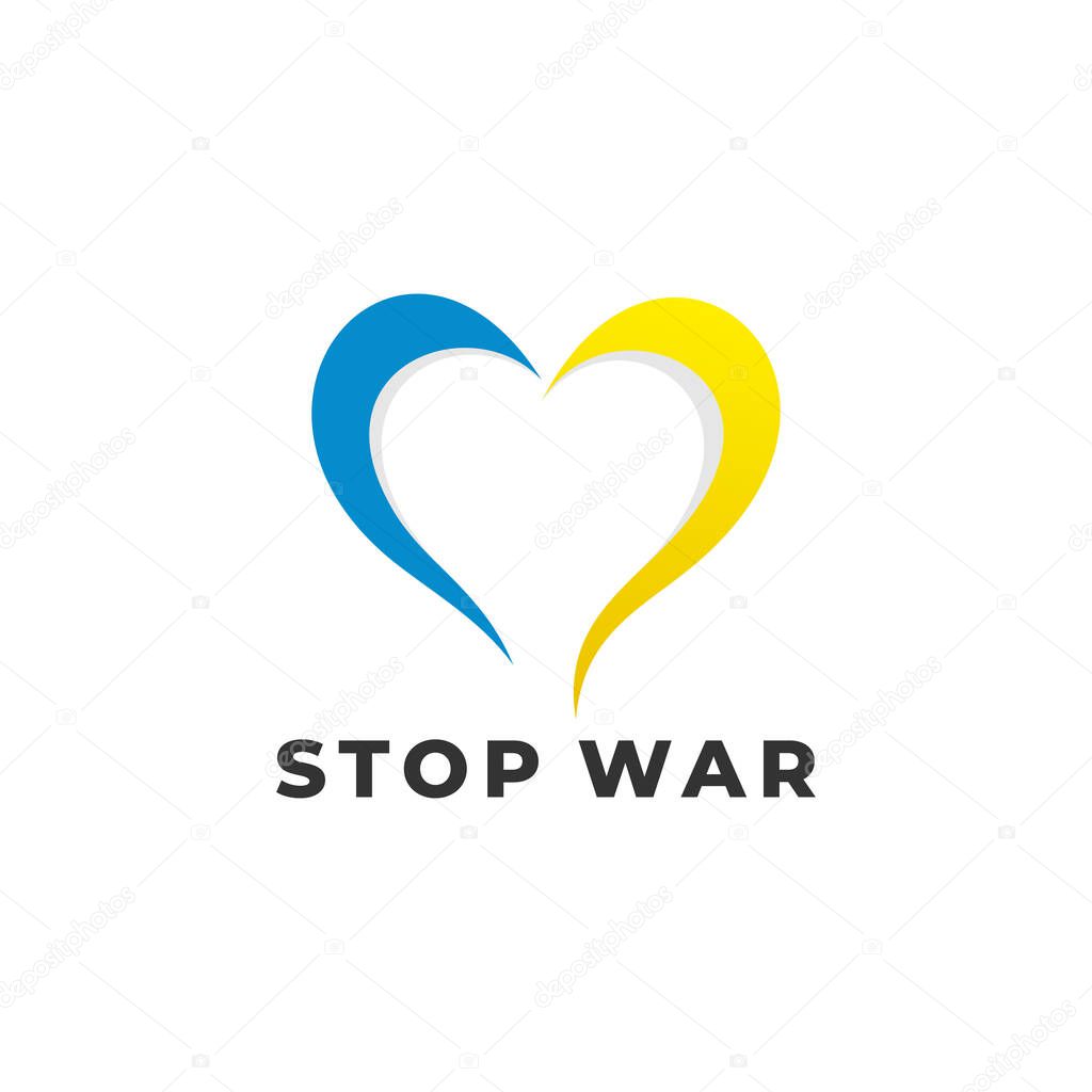 ukraine heart shapes, stop war sign logo