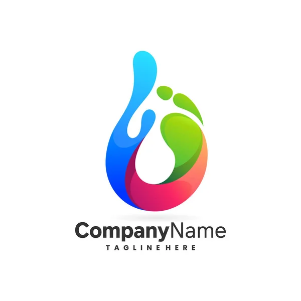 Water Spatten Logo Ontwerp Template — Stockvector