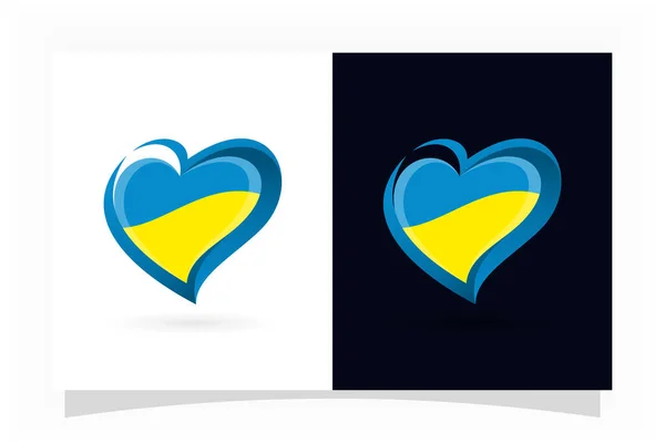 Ucraino Cuore Forme Logo Icona Illustrazioni Stock Royalty Free