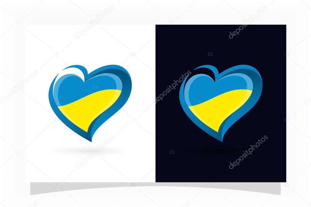 ukraine heart shapes logo icon