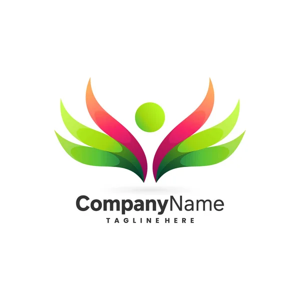 Kleurrijke Hoop Mensen Logo Template — Stockvector