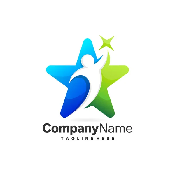 Kleur Mensen Ster Logo Pictogram Illustratie — Stockvector