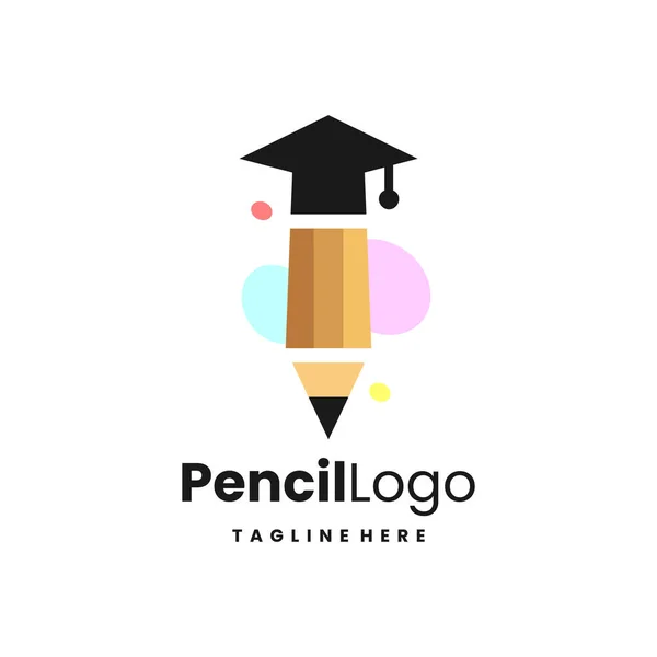 Graduation Pencil Logo Design Template — Vettoriale Stock