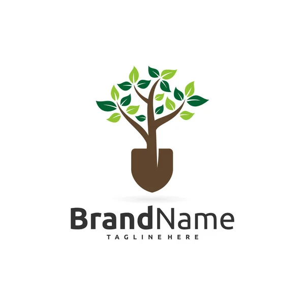 Seed Farm Logo Tree Shovel Logo — Vettoriale Stock