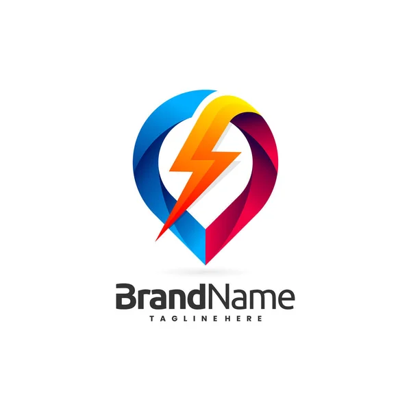 Creative Thunder Location Logo Icon — Vettoriale Stock