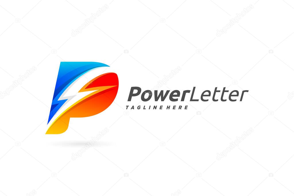 creative letter p thunder logo icon