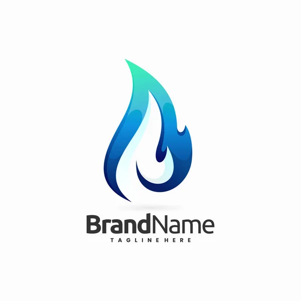 Blue Fire Vector Logo Design Illustration — Vetor de Stock