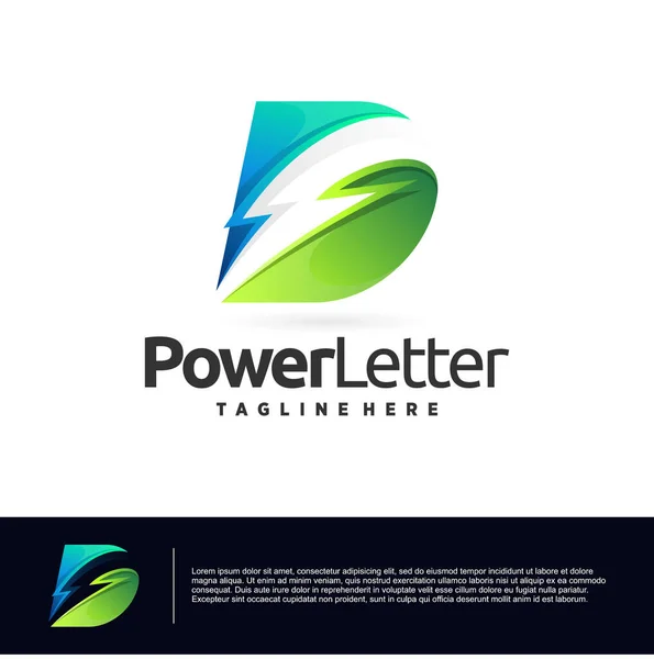 Electric Logo Letter Concept Thunder Sign Negative Space — Stok Vektör