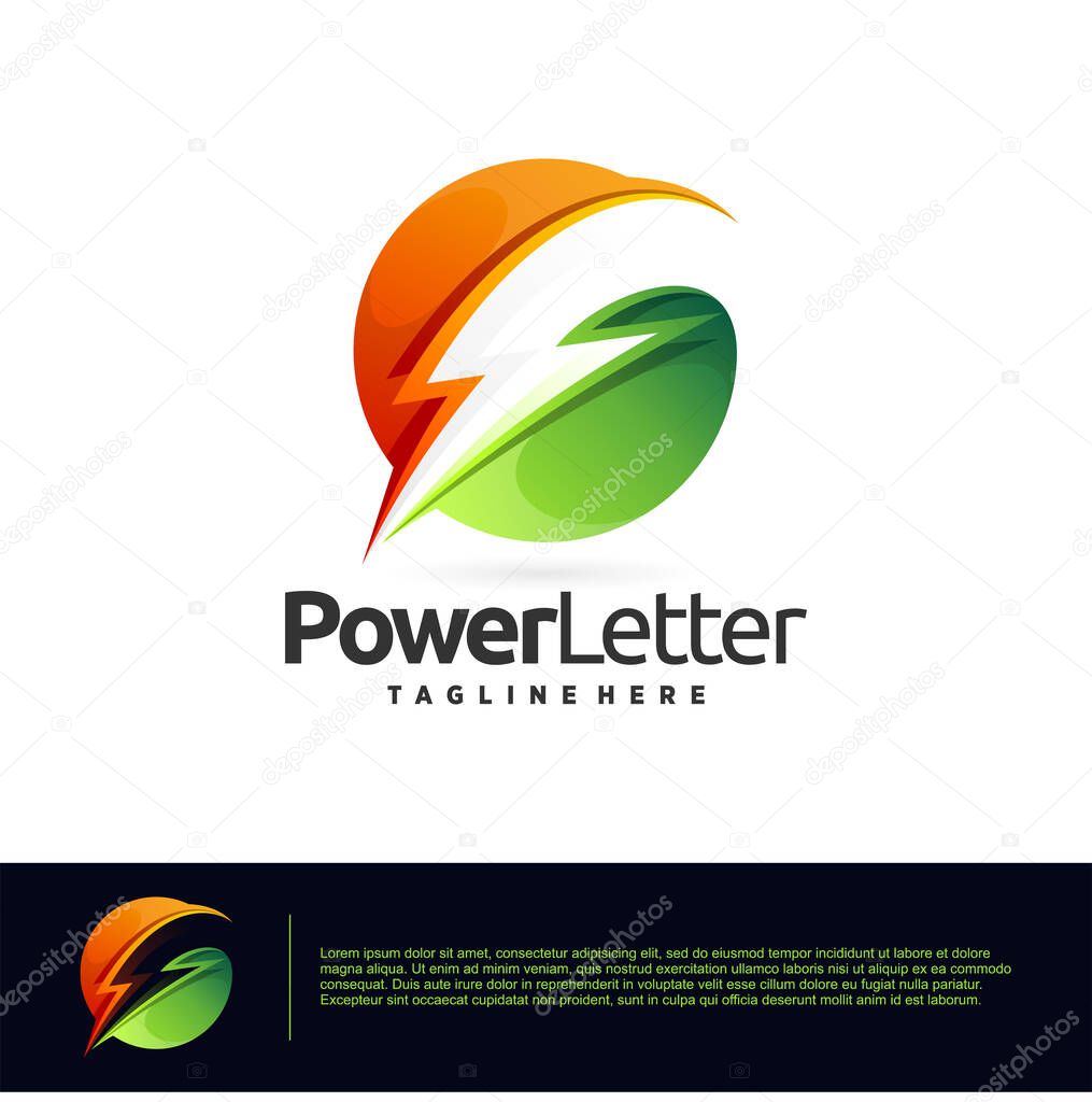 Electric circle logo or power circle logo icon