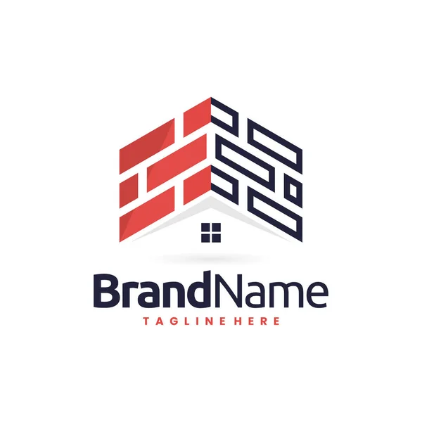 Brick House Home Vector Logo Design — 스톡 벡터