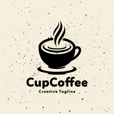 grunge coffee cup vector logo icon