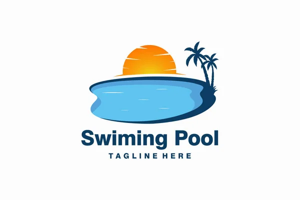 Summer Swimming Pool Logo Design Illustrazioni Stock Royalty Free