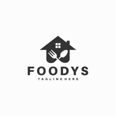 home restaurant logo, food house logo, food home logo