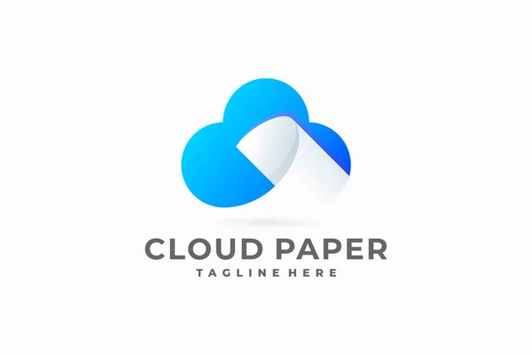Logo Chmury Papieru Logo Chmury Dokumentu — Wektor stockowy