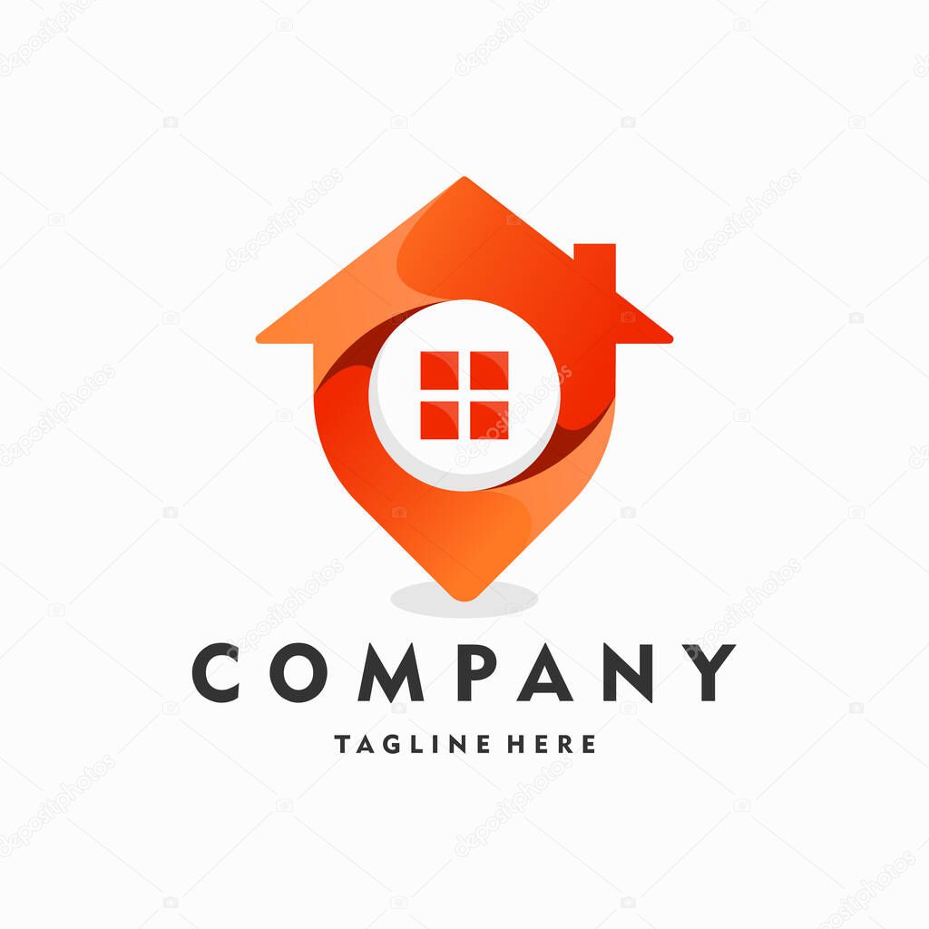 A House location logo, home location, pin house logo