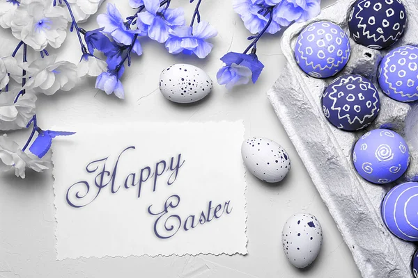 Easter card. Easter eggs background. Trendy Toned in Color of the year 2022, Very Peri.