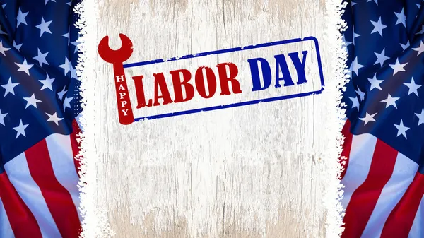 Happy Labor Day Fondo Greting Card Template Bandera Americana Ondeando — Foto de Stock