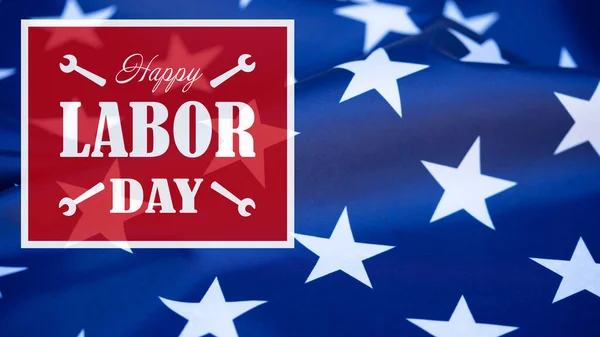 Happy Labor Day Background Banner Greting Card Template Waving American — Stock Photo, Image