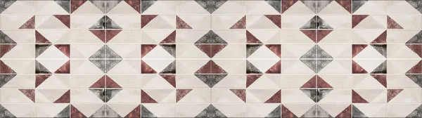 要旨赤白灰色のカラフルな三角形の正方形のモザイクタイルテクスチャ背景バナーパノラマ — ストック写真