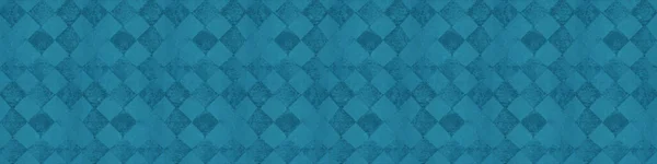 古い青のヴィンテージを身に着けているみすぼらしいエレガントなダマスク真のダイヤモンド菱形のバス広場パッチワークモチーフタイル石コンクリートセメント壁の壁紙テクスチャの背景バナーパノラマ — ストック写真