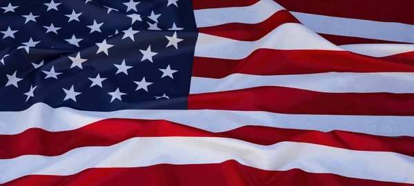 Amerikaanse Achtergrond Banner Panorama Sjabloon Wenskaart Zwaaien Amerikaanse Vlag Juli — Stockfoto