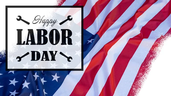 Шаблон Поздравительной Открытки Фоне Дня Труда Американский Флаг Размахивания Буквы — стоковое фото