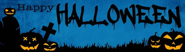 Halloween Sfondo Banner Modello Silhouette Spaventoso Intagliato Luminoso Cartone Animato — Foto Stock