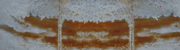 Rusty Γαλβανισμένο Φύλλο Υφή Σκουριά Τοίχο Ψευδαργύρου Φόντο Πανόραμα Βρωμιά — Φωτογραφία Αρχείου