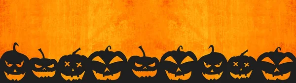 Halloween Hintergrund Banner Breite Panorama Panorama Vorlage Silhouette Von Beängstigend — Stockfoto