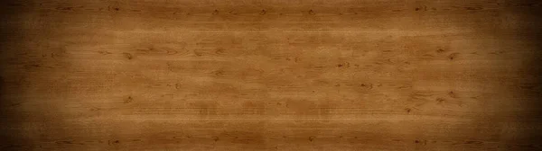古い茶色の素朴な風化ダークグランジ木製の木のテーブルの壁の床板質感 木製の背景バナーパノラマトップビュー — ストック写真