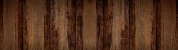 Old Brown Rustic Dark Wood Texture Wood Background Panorama Long — Stok Foto