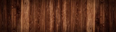 Koyu kahverengi ahşap masa dokusu - ahşap ahşap arka plan panoraması uzun panorama
