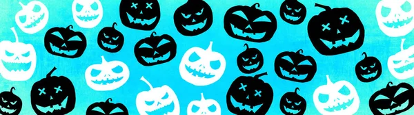 Halloween Symbol Pozadí Banner Široký Panoramatický Panorama Šablona Design Top — Stock fotografie