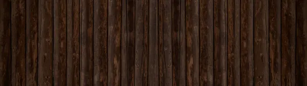 旧褐色乡村色深色木板质感 木制背景全景长旗 — 图库照片