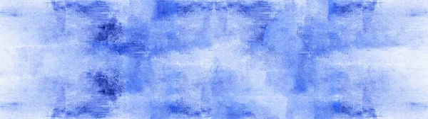 Abstract Blue Watercolor Painted Paper Texture Background Banner — Stock Photo, Image