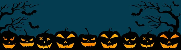 Halloween Fundo Banner Amplo Panorama Panorâmico Modelo Silhueta Assustador Esculpida — Fotografia de Stock