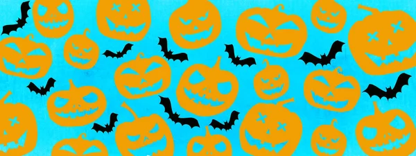 Halloween Hintergrund Banner Breites Panorama Panorama Vorlage Silhouetten Beängstigend Geschnitzter — Stockfoto