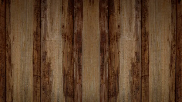 陈旧不堪的褐色乡村色深色木纹木纹 木制背景横幅 — 图库照片