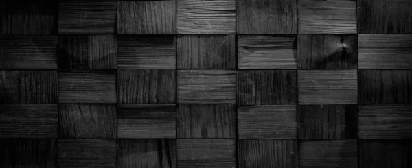 Czarny Antracyt Szary Szary Drewniane Kostki Ściana Tekstury Tło Baner — Zdjęcie stockowe