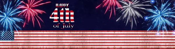 Feliz Julio Independence Day Usa Background Banner Panorama Plantilla Tarjeta —  Fotos de Stock