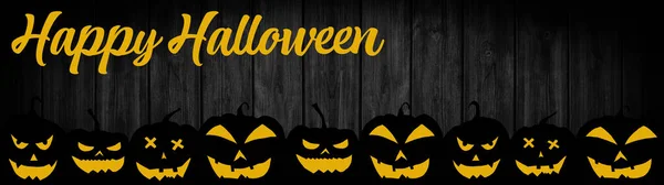 Halloween Banner Φόντο Ευρύ Πανοραμικό Πρότυπο Σιλουέτα Τρομακτικό Σκαλιστά Φωτεινά — Φωτογραφία Αρχείου